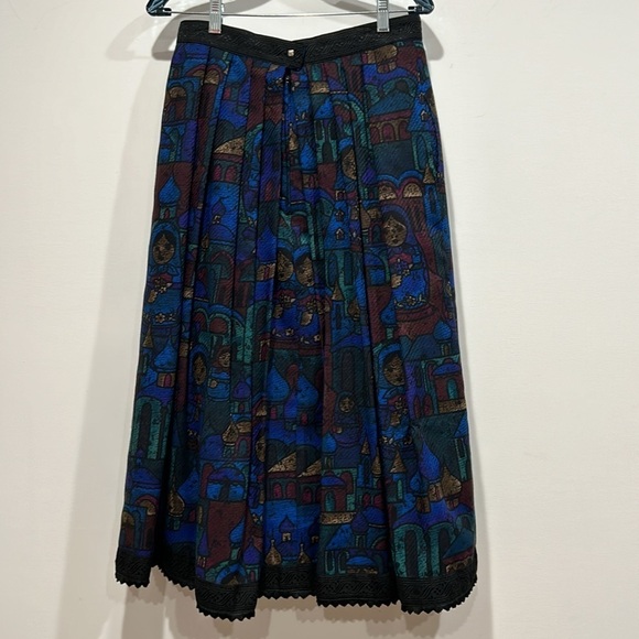 Vintage Hammerschmid Trachten Wool Folk Art Print Women Skirt Size 42 Medium - Picture 7 of 10